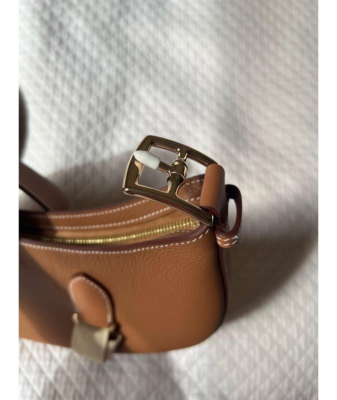 HERMES Золотая кожаная сумка через плечо, фото 3