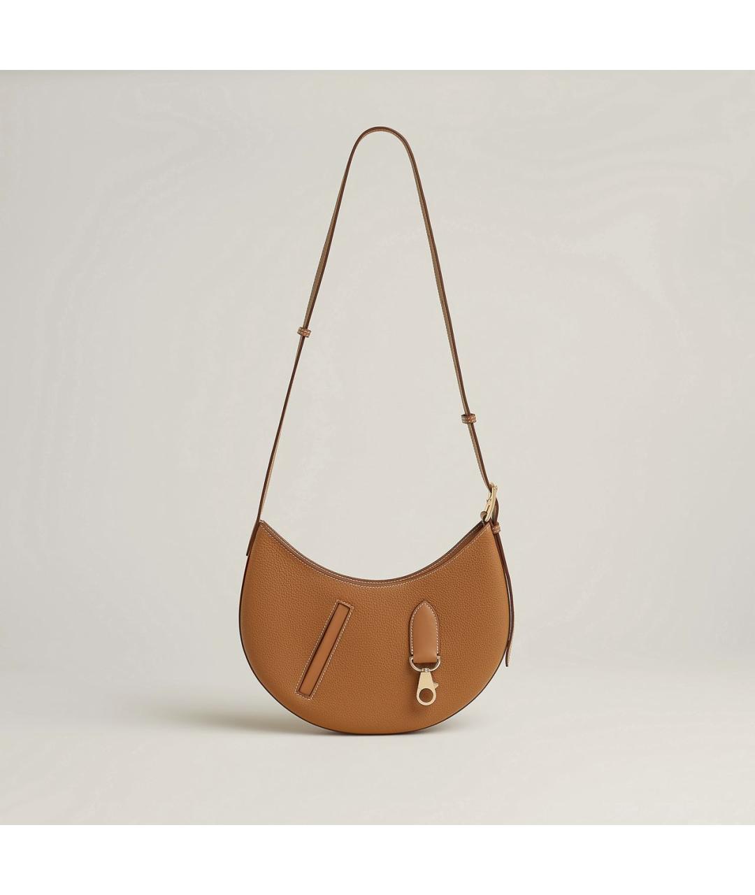 HERMES Золотая кожаная сумка через плечо, фото 8