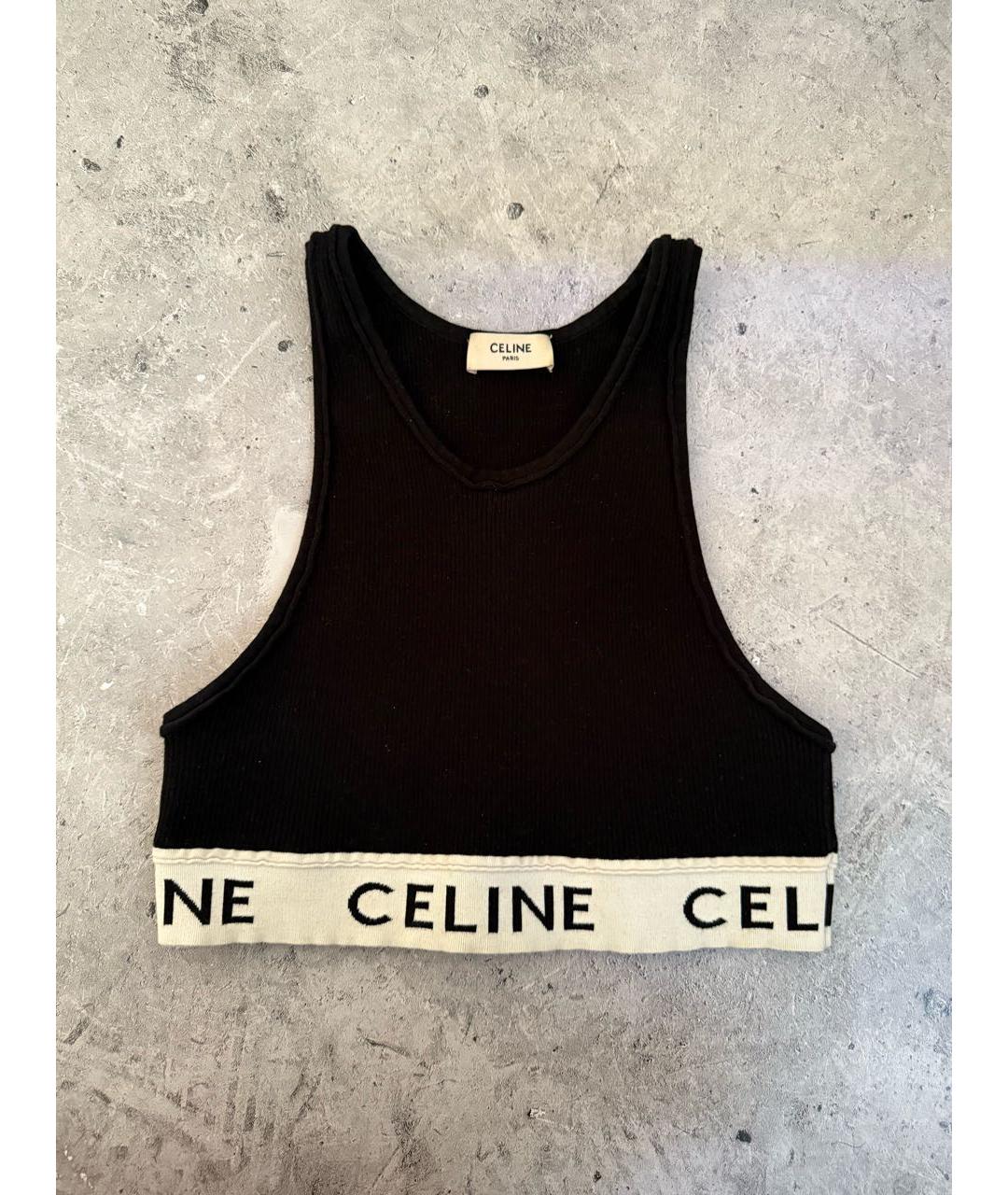 CELINE Черная хлопковая майка, фото 7