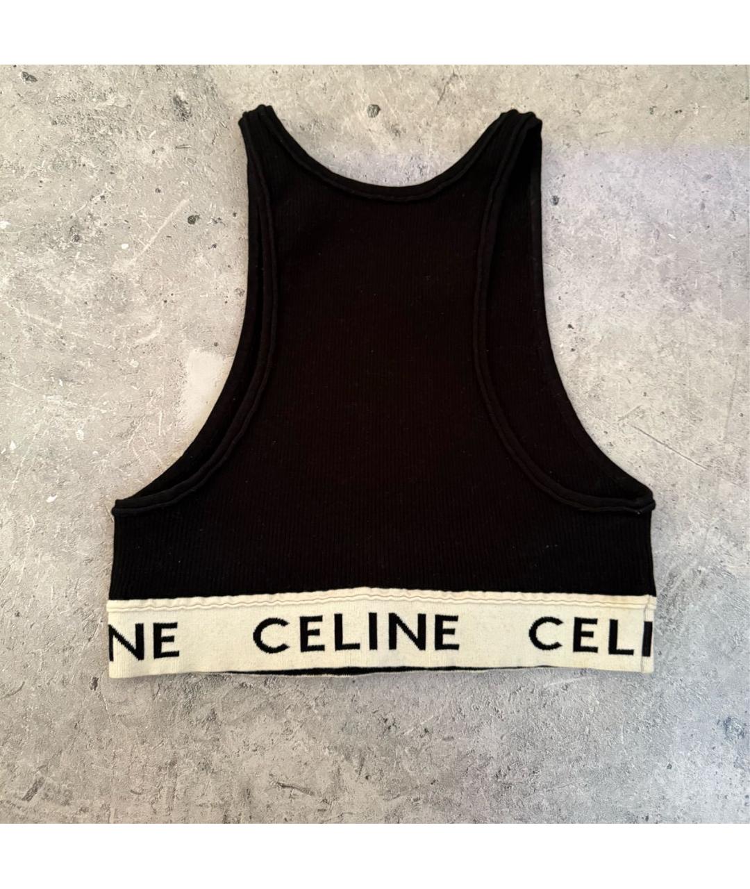 CELINE Черная хлопковая майка, фото 2