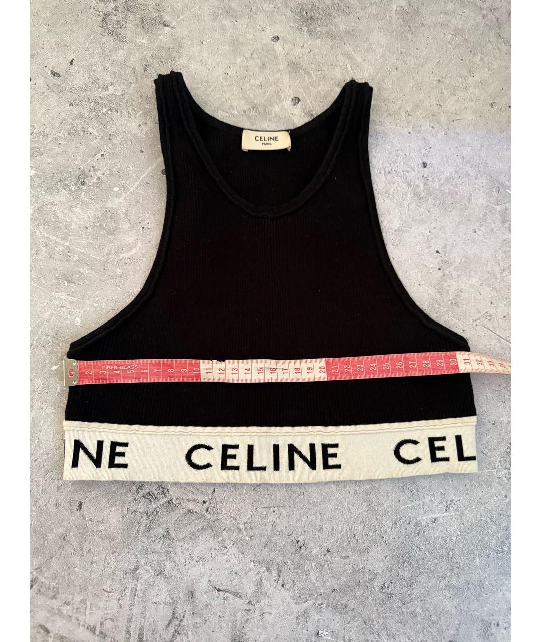 CELINE Черная хлопковая майка, фото 4