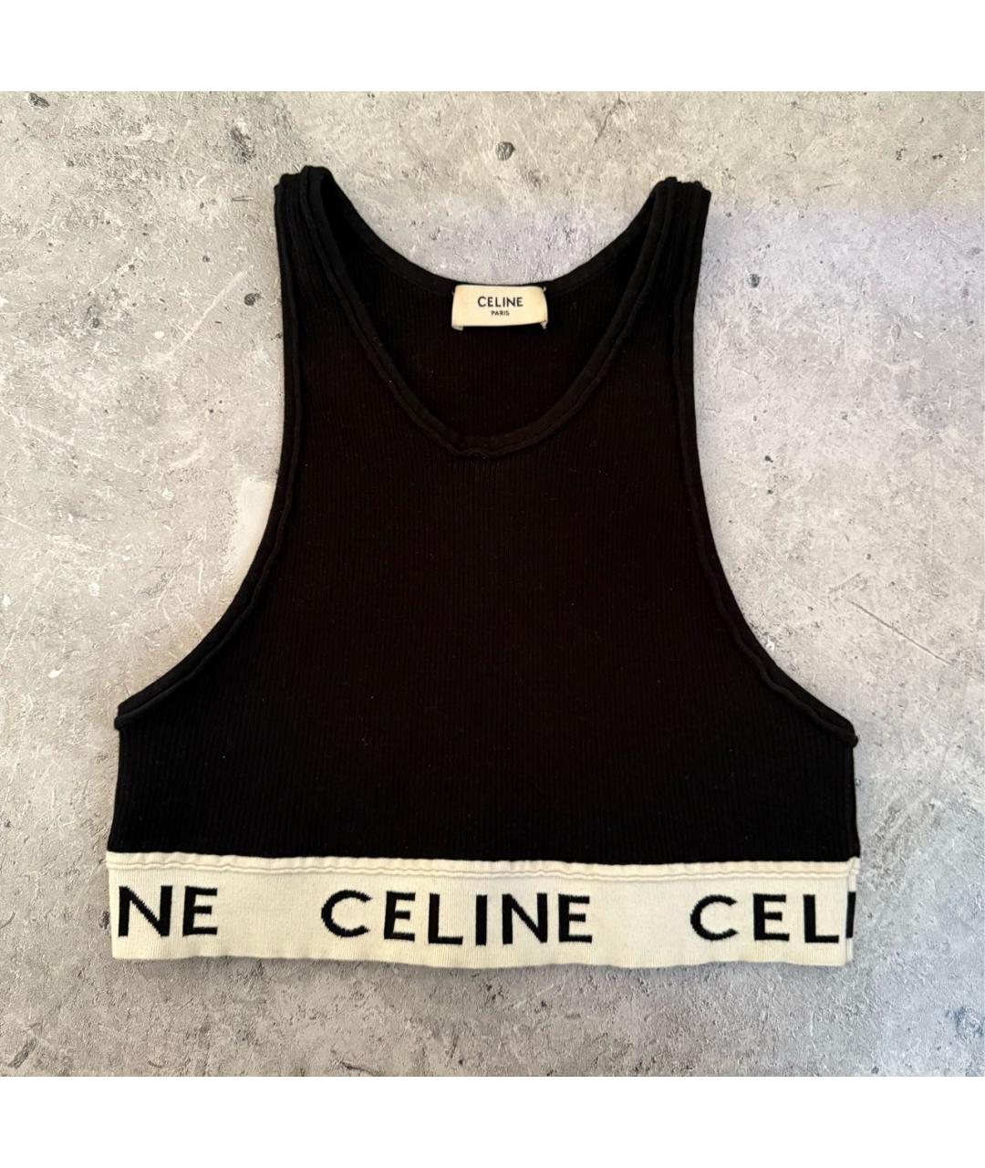 CELINE Черная хлопковая майка, фото 8
