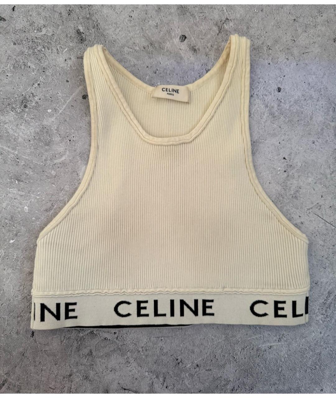 CELINE Бежевая хлопковая майка, фото 8