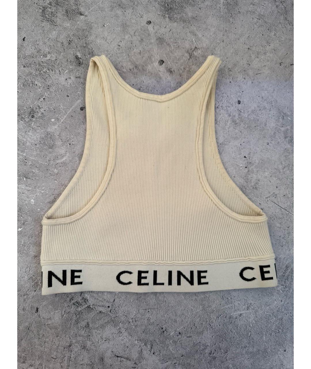 CELINE Бежевая хлопковая майка, фото 2