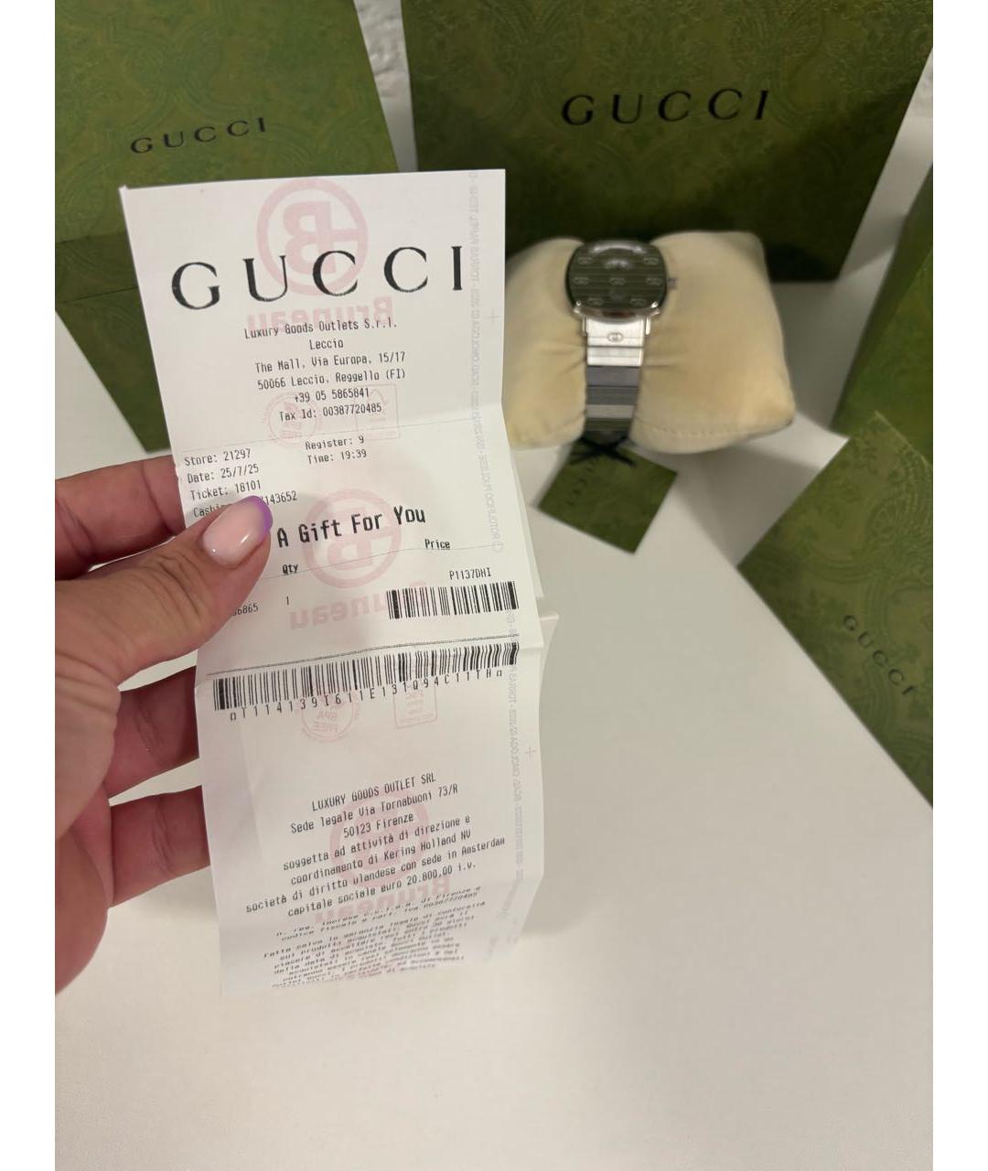 GUCCI Серебряные металлические часы, фото 6