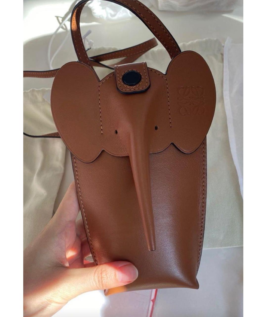 LOEWE Коричневая кожаная сумка через плечо, фото 2