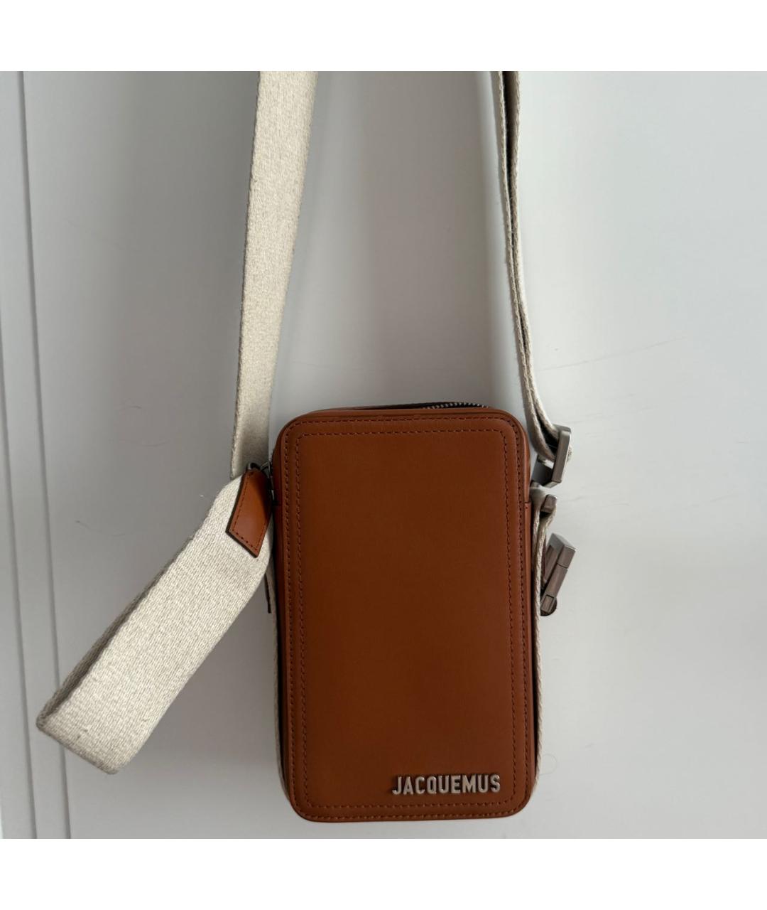 JACQUEMUS Оранжевая кожаная сумка на плечо, фото 2