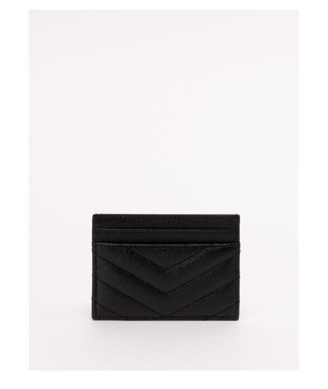 SAINT LAURENT Черный кожаный кардхолдер, фото 3