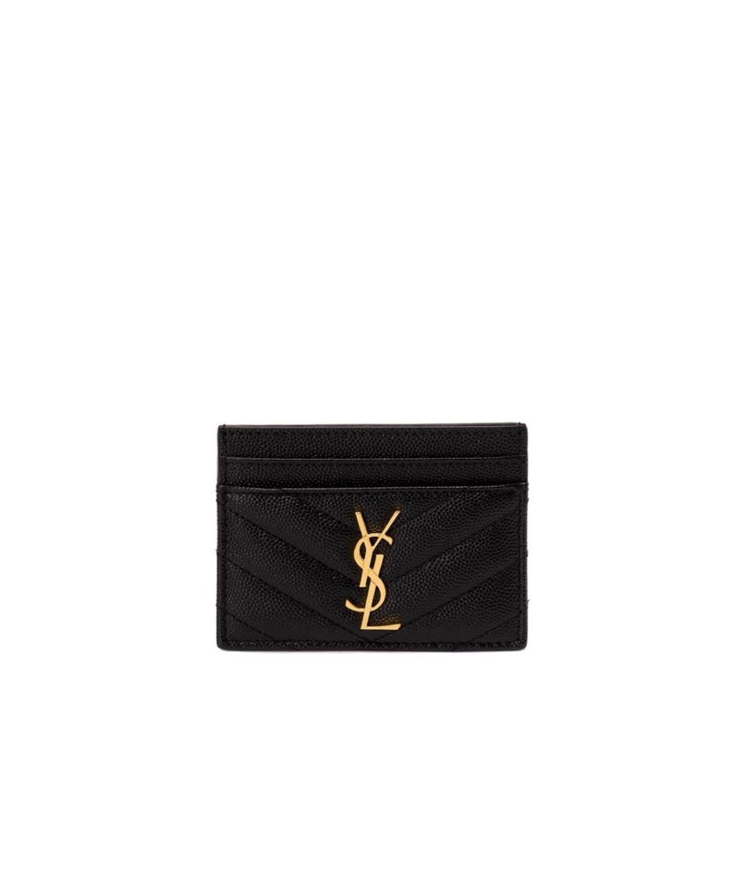 SAINT LAURENT Черный кожаный кардхолдер, фото 1