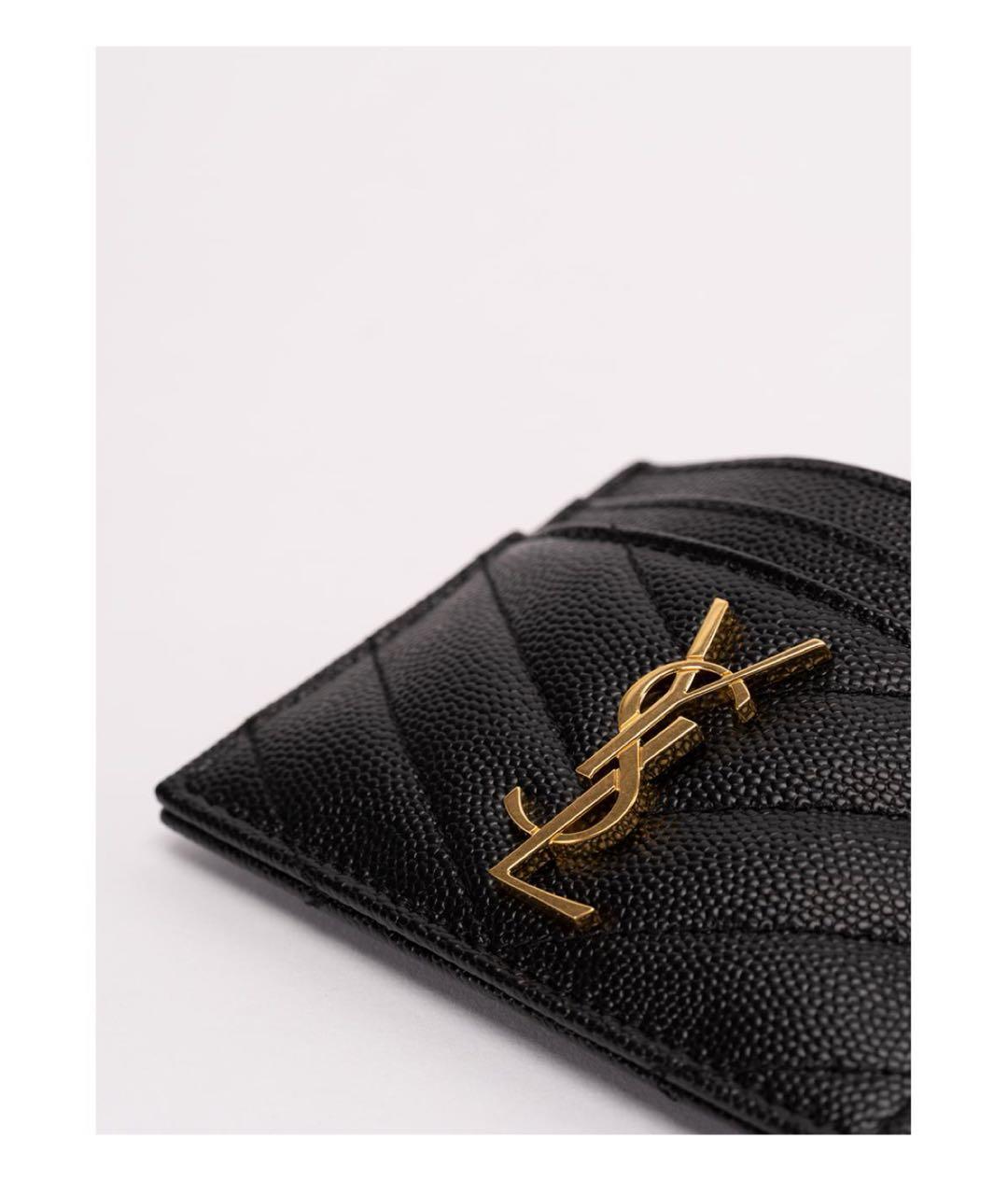 SAINT LAURENT Черный кожаный кардхолдер, фото 2