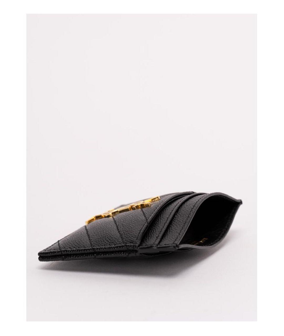 SAINT LAURENT Черный кожаный кардхолдер, фото 4