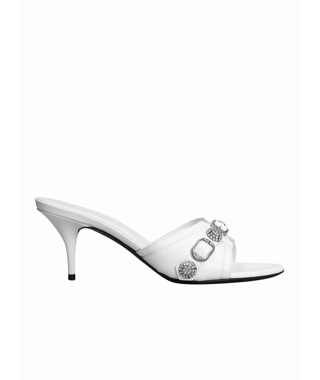 BALENCIAGA Белые кожаные мюли, фото 1