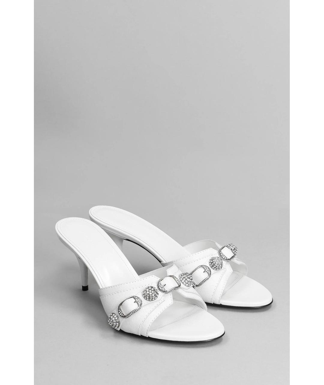 BALENCIAGA Белые кожаные мюли, фото 2