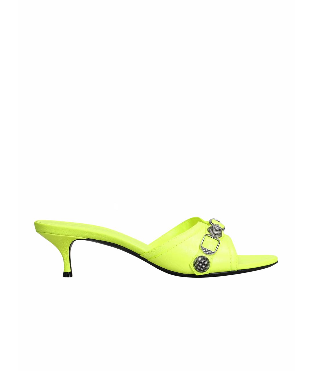 BALENCIAGA Желтые кожаные мюли, фото 1