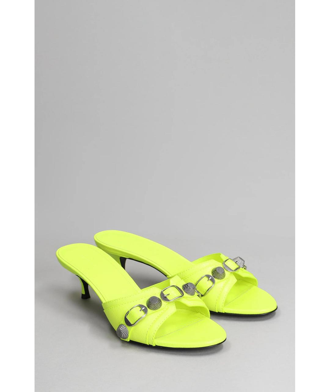 BALENCIAGA Желтые кожаные мюли, фото 2