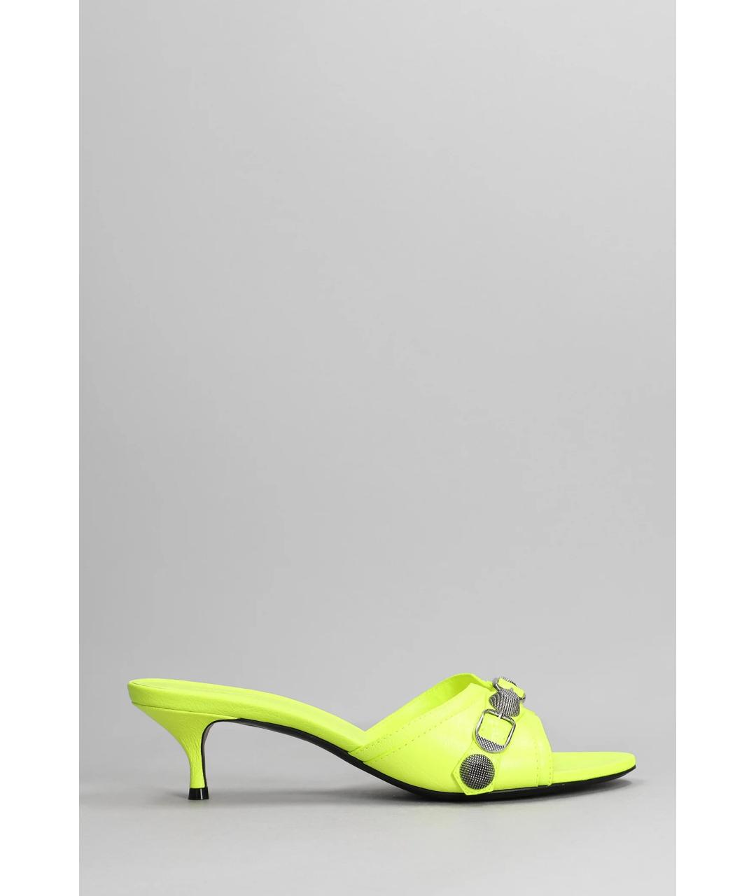 BALENCIAGA Желтые кожаные мюли, фото 6