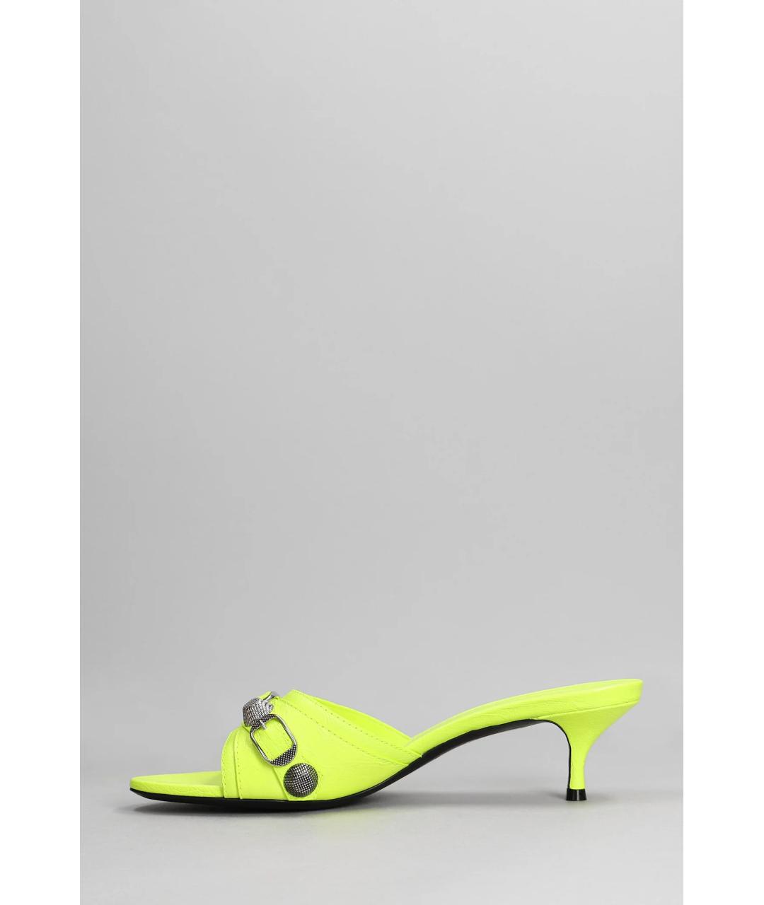 BALENCIAGA Желтые кожаные мюли, фото 3
