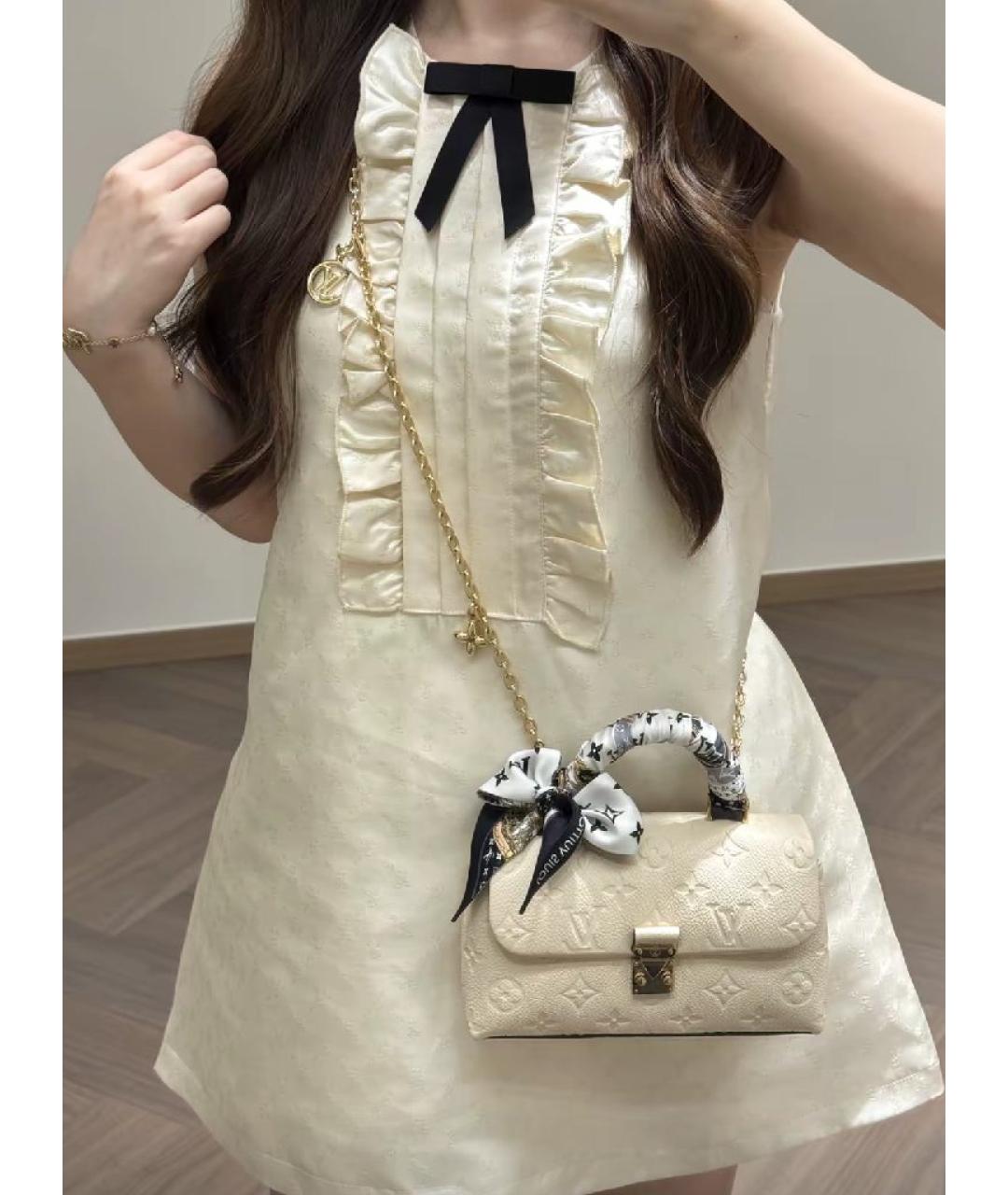 LOUIS VUITTON Бежевая кожаная сумка с короткими ручками, фото 9