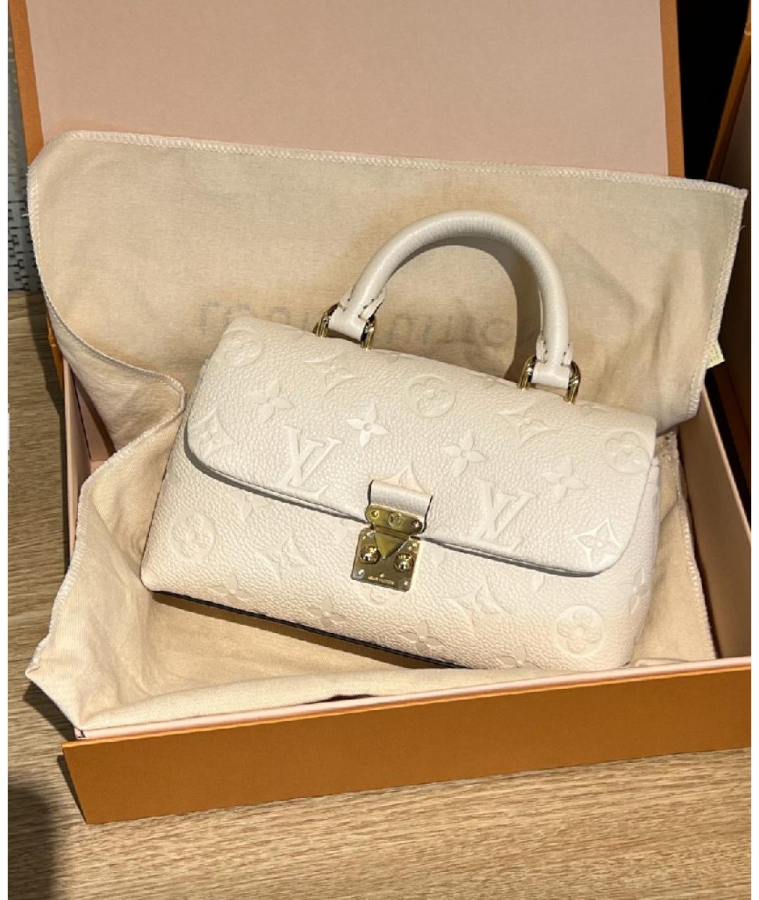 LOUIS VUITTON Бежевая кожаная сумка с короткими ручками, фото 7