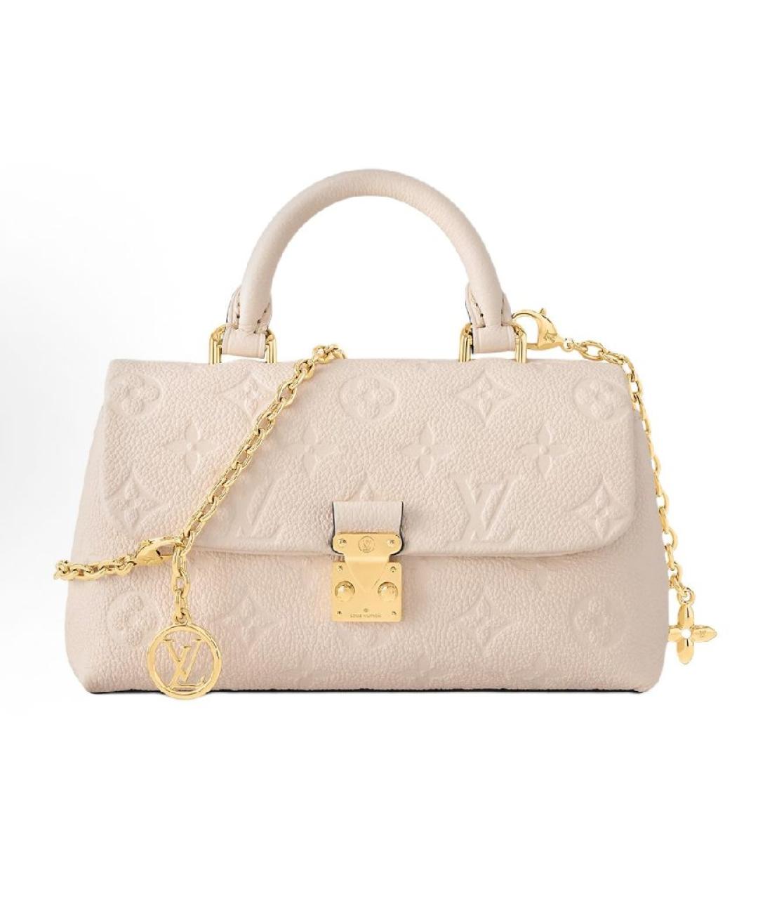 LOUIS VUITTON Бежевая кожаная сумка с короткими ручками, фото 10