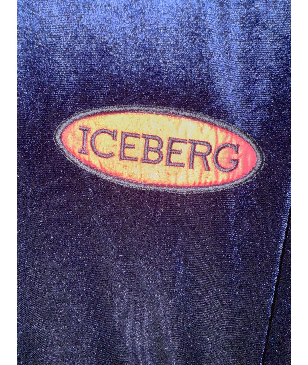 ICEBERG Темно-синее велюровое повседневное платье, фото 5