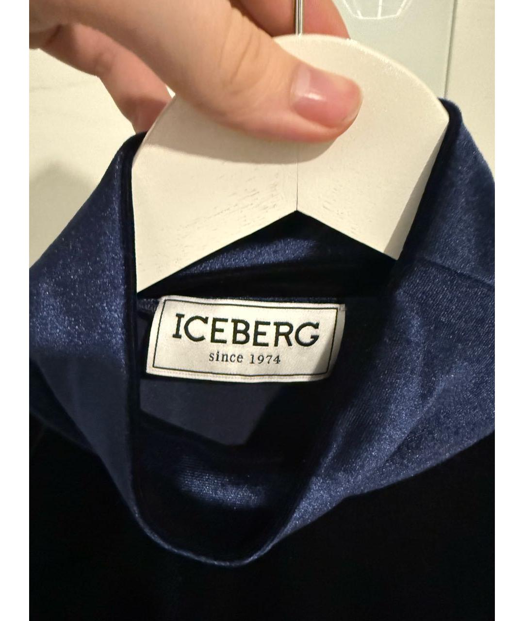ICEBERG Темно-синее велюровое повседневное платье, фото 6