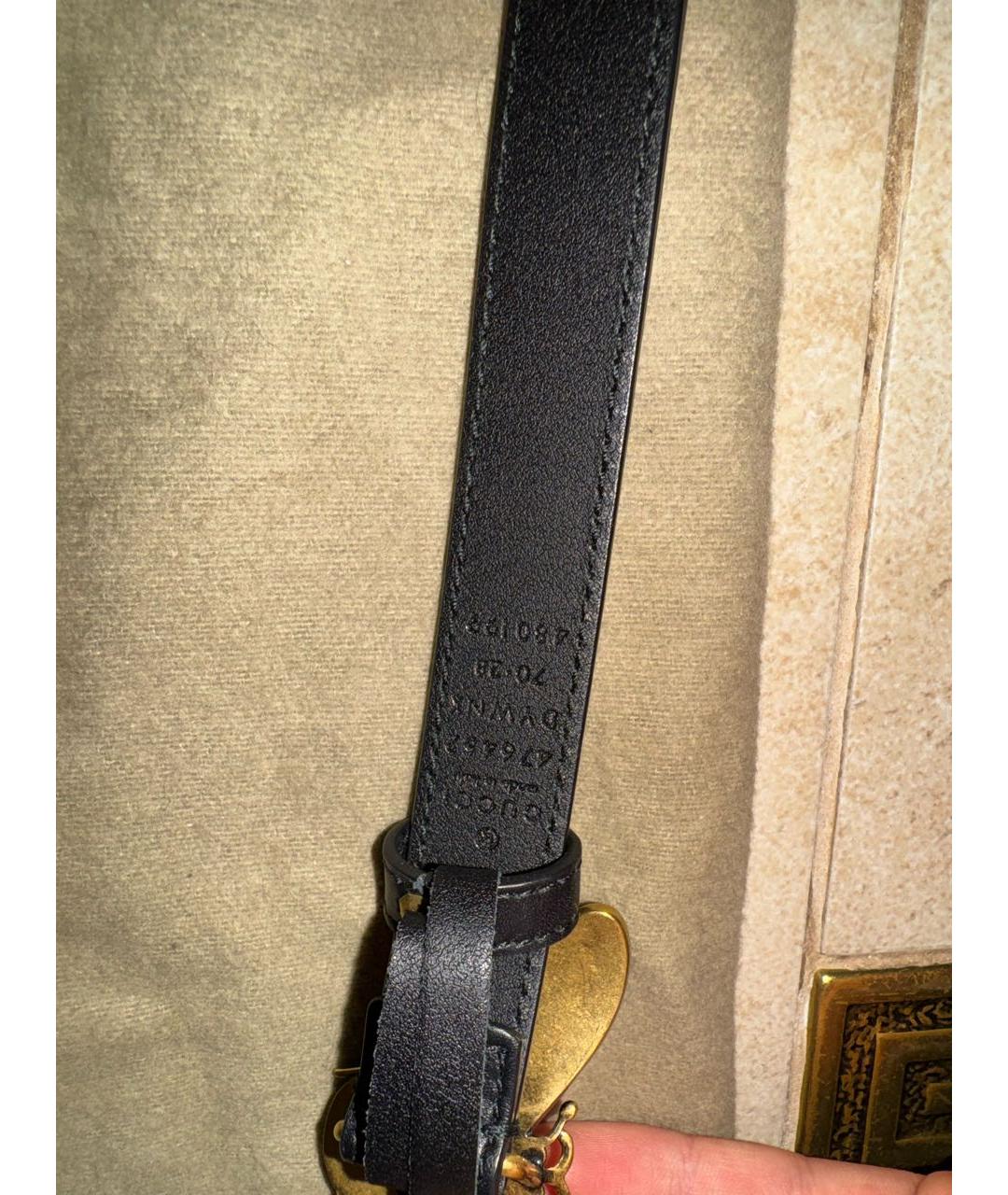 GUCCI Черный кожаный ремень, фото 3
