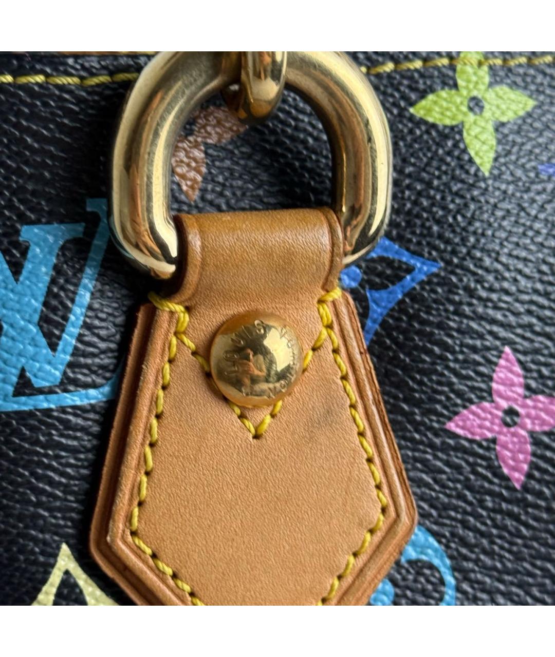 LOUIS VUITTON Черная кожаная сумка с короткими ручками, фото 2