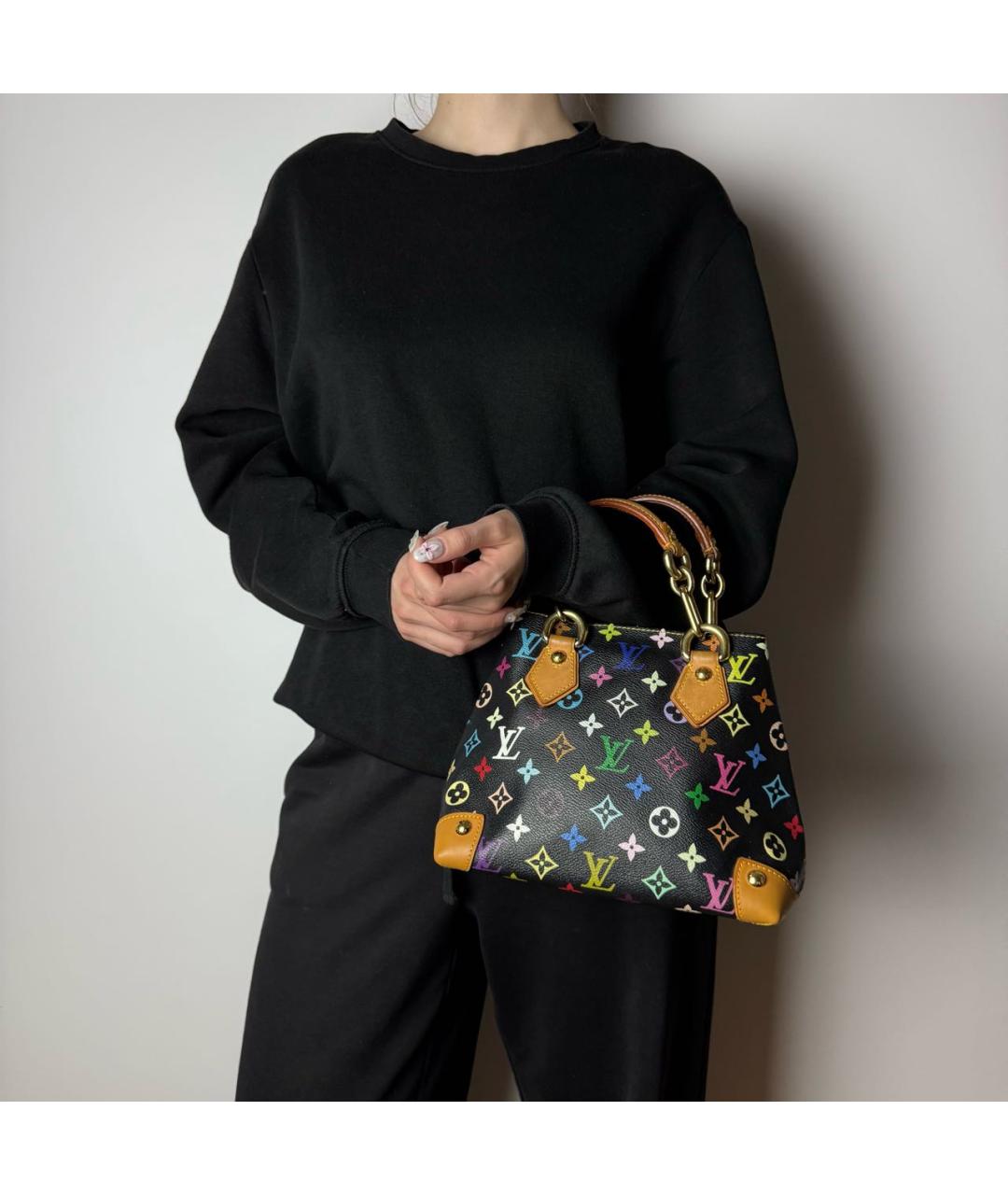LOUIS VUITTON Черная кожаная сумка с короткими ручками, фото 7