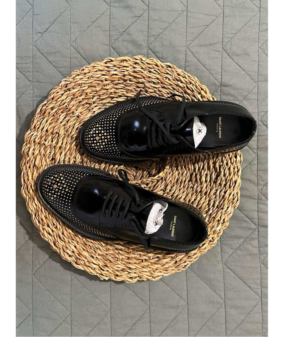 SAINT LAURENT Черные брогги и оксфорды из лакированной кожи, фото 4