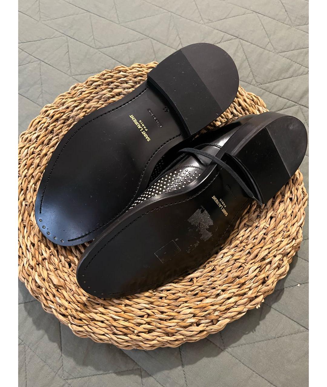 SAINT LAURENT Черные брогги и оксфорды из лакированной кожи, фото 5
