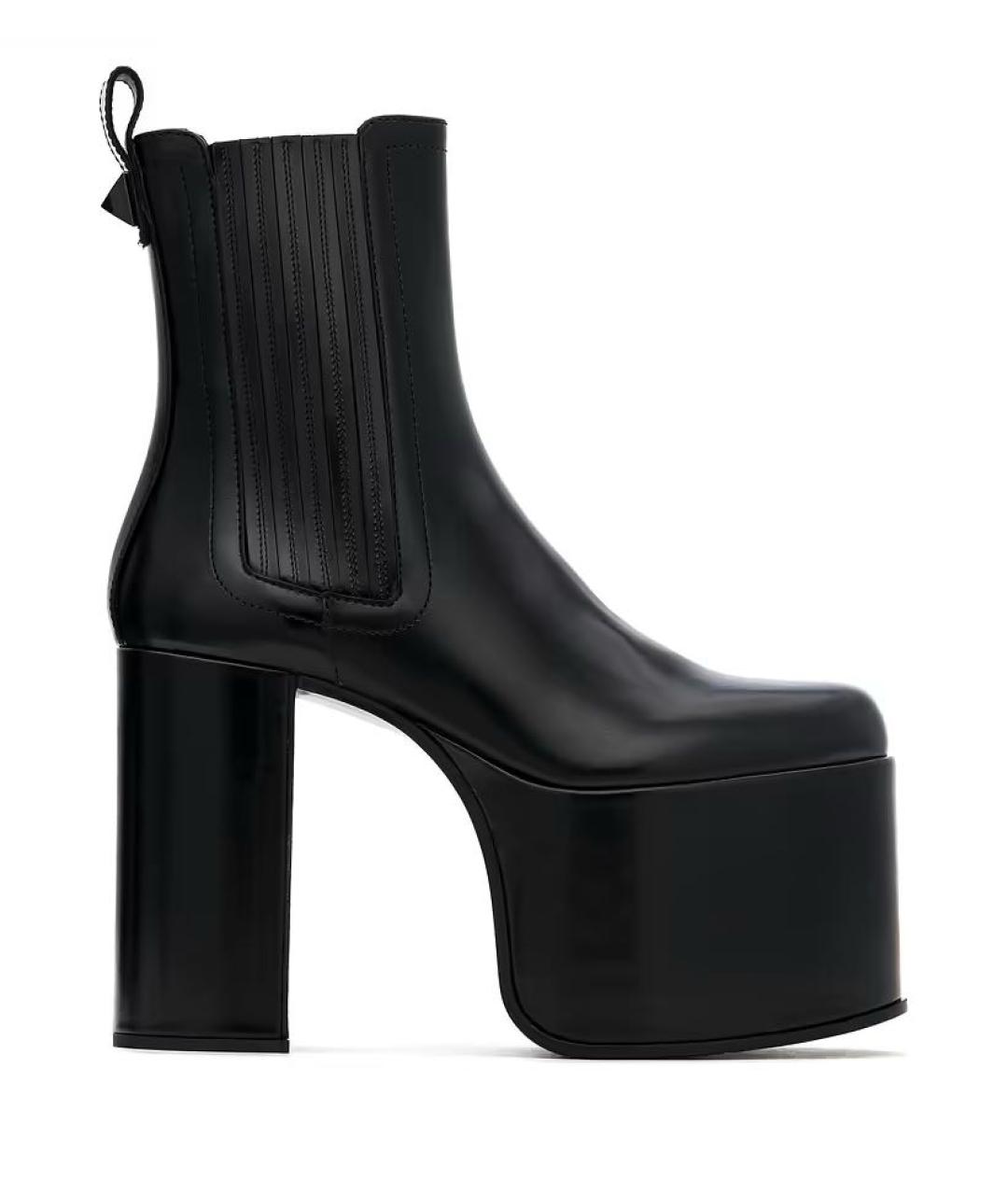 VALENTINO Черные кожаные ботильоны, фото 1