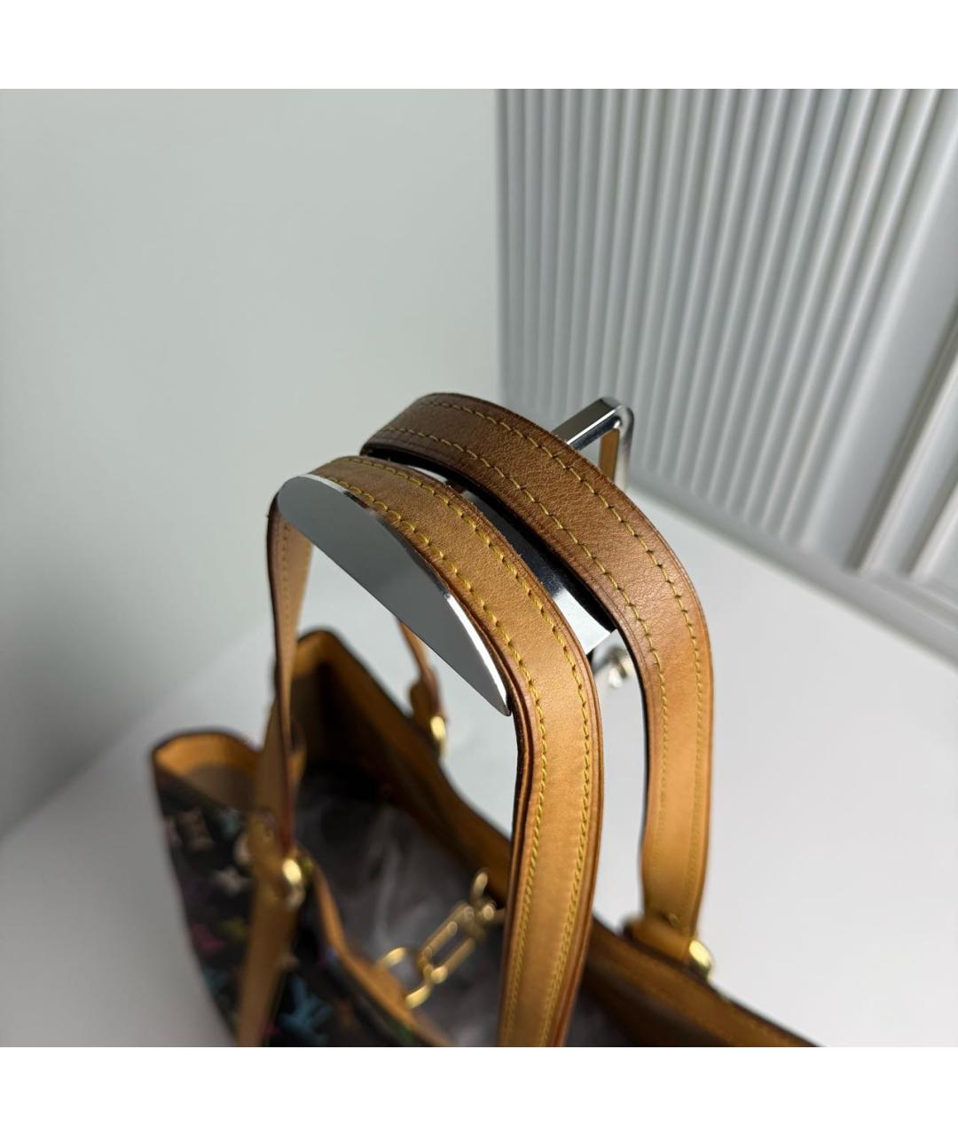 LOUIS VUITTON Черная кожаная сумка тоут, фото 4