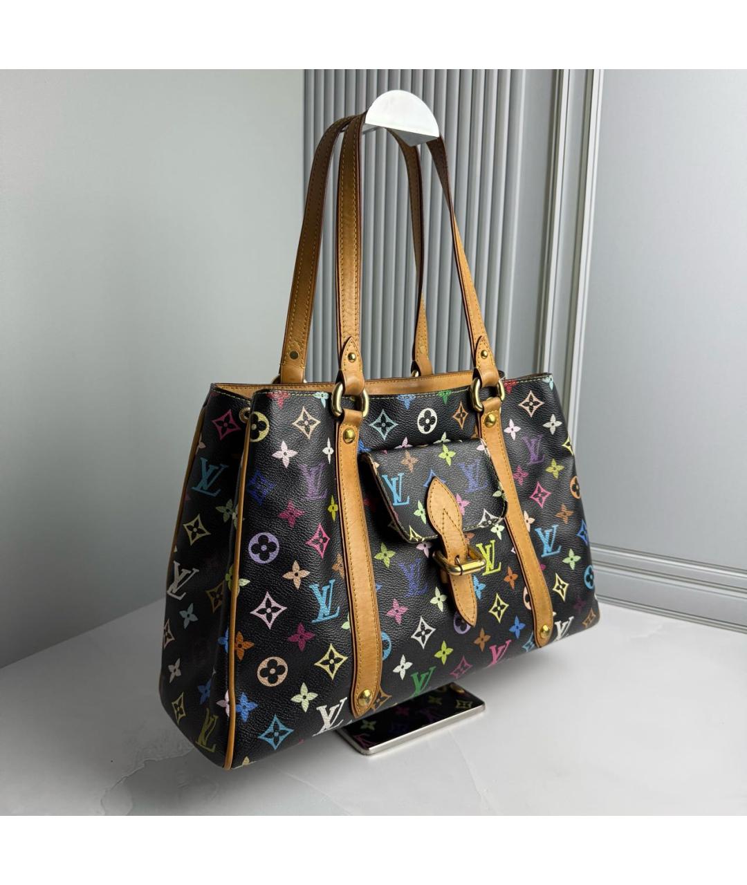 LOUIS VUITTON Черная кожаная сумка тоут, фото 2