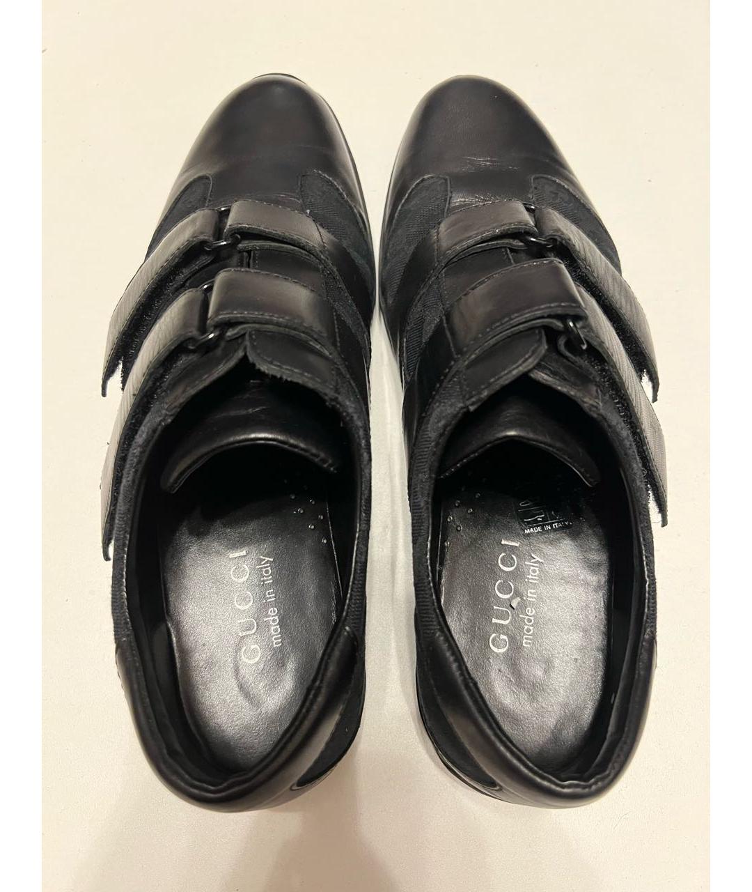 GUCCI Черные кожаные низкие кроссовки / кеды, фото 3