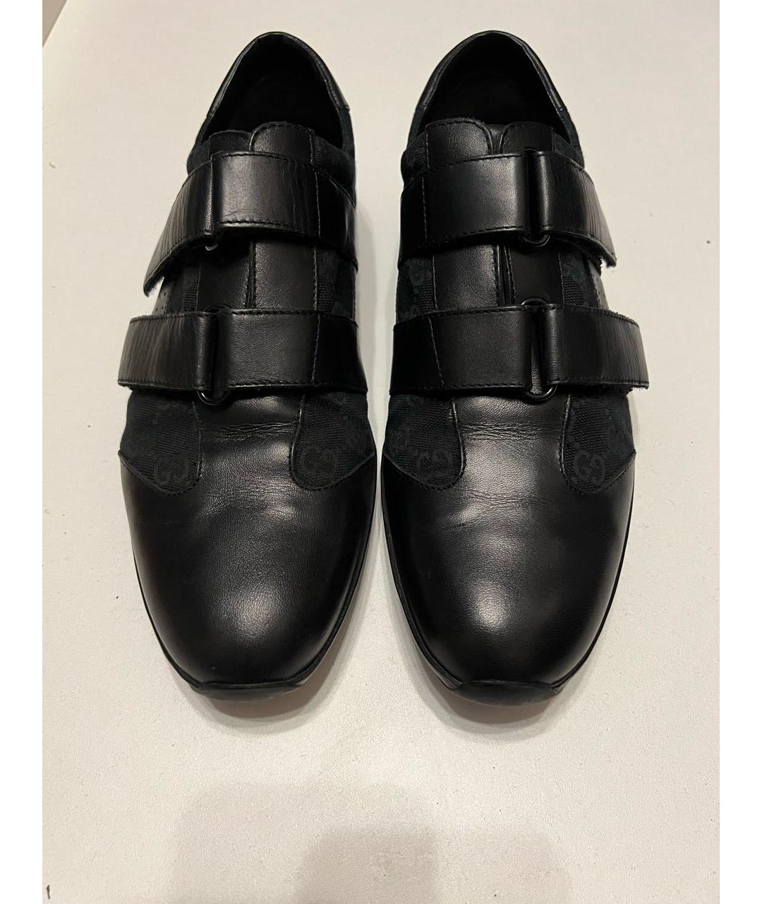 GUCCI Черные кожаные низкие кроссовки / кеды, фото 2