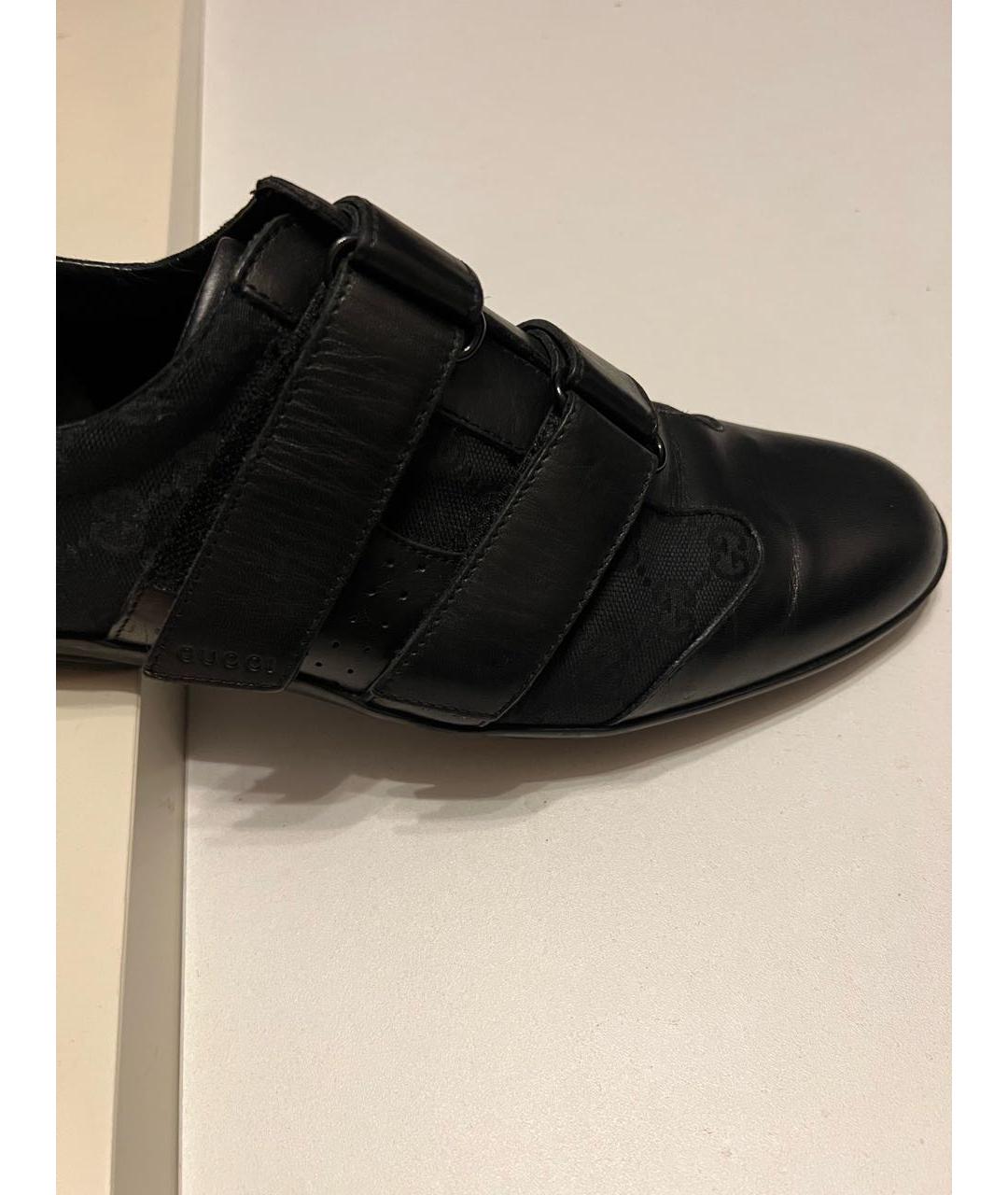 GUCCI Черные кожаные низкие кроссовки / кеды, фото 5