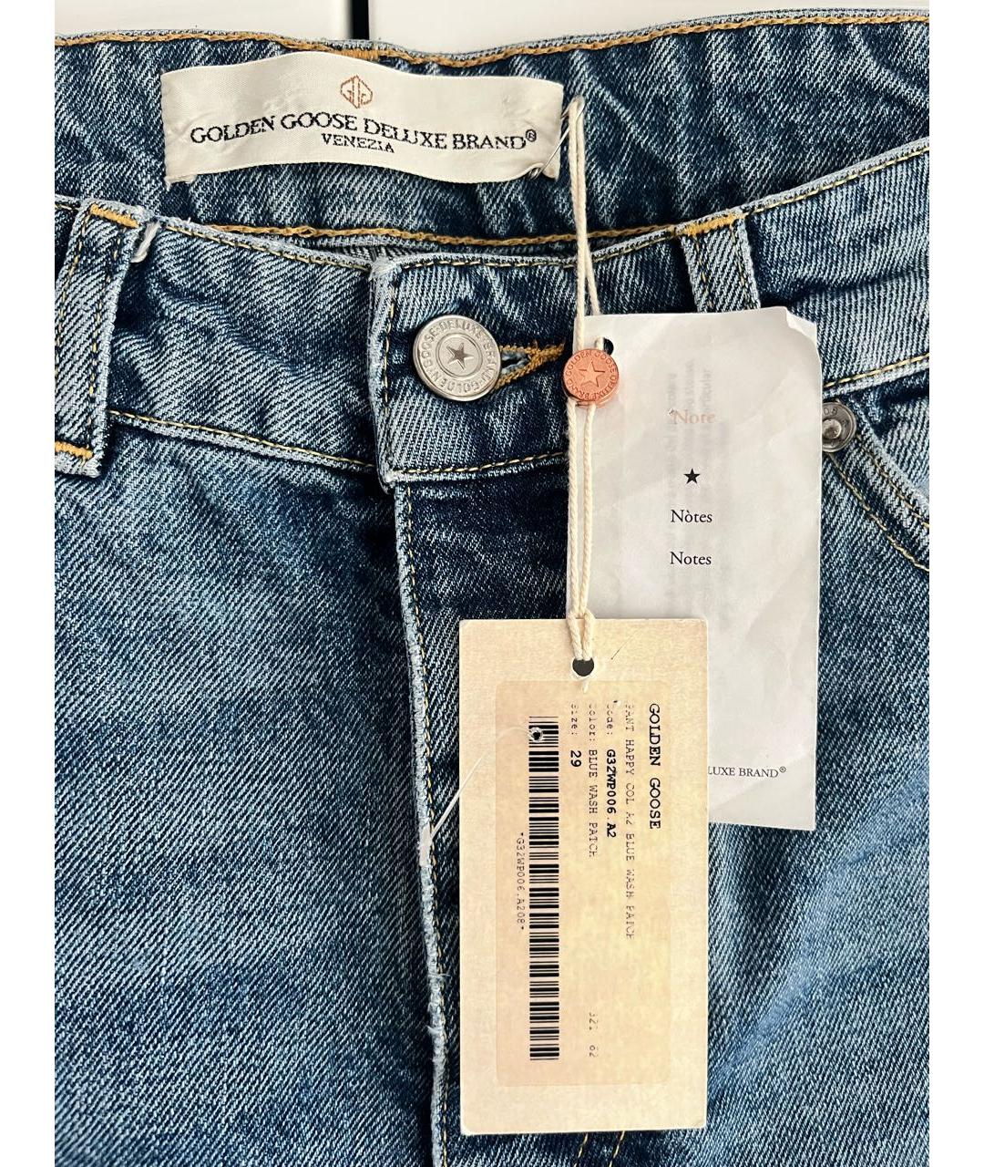 GOLDEN GOOSE DELUXE BRAND Голубые хлопковые джинсы слим, фото 4