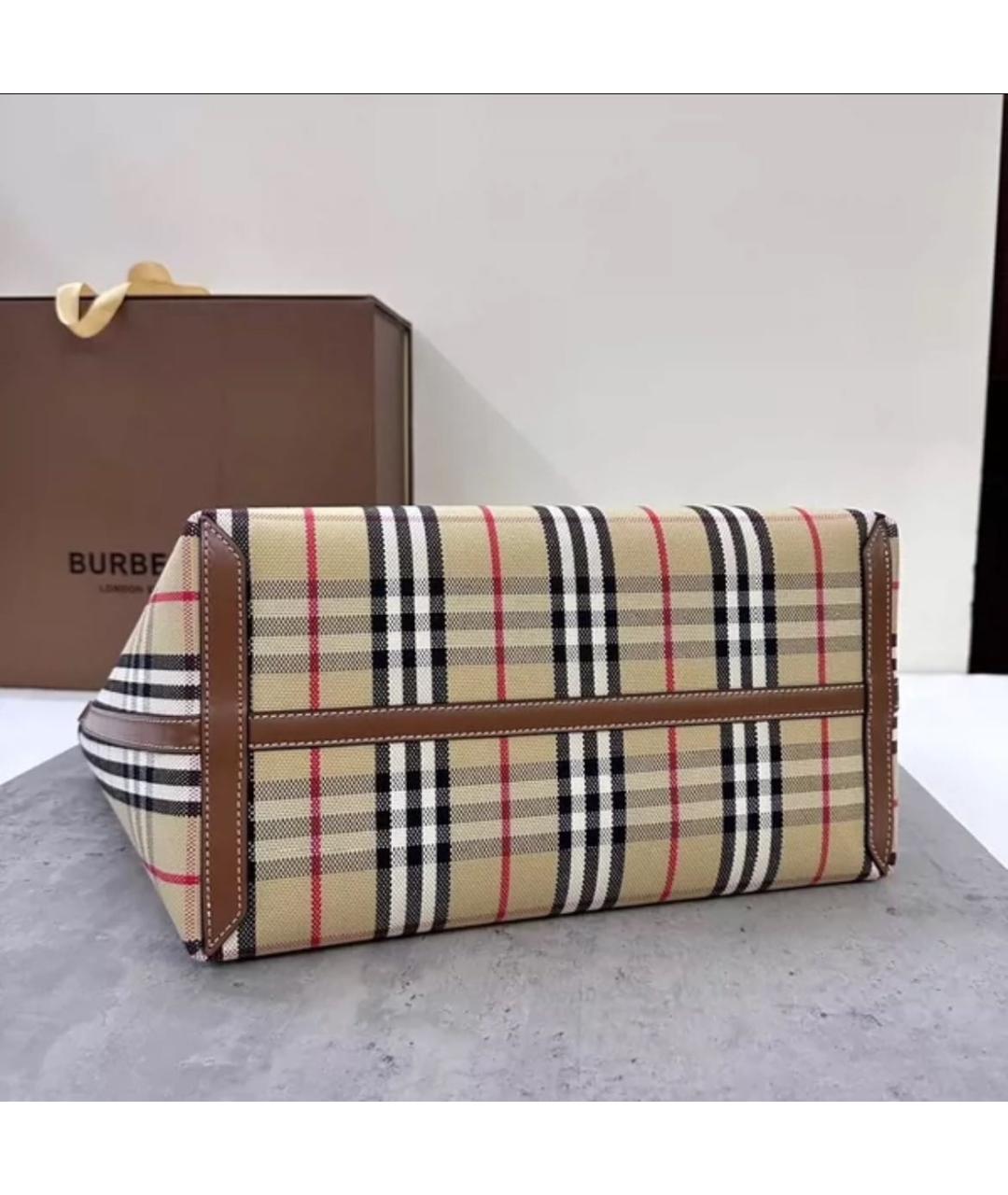BURBERRY Бежевая кожаная сумка тоут, фото 4