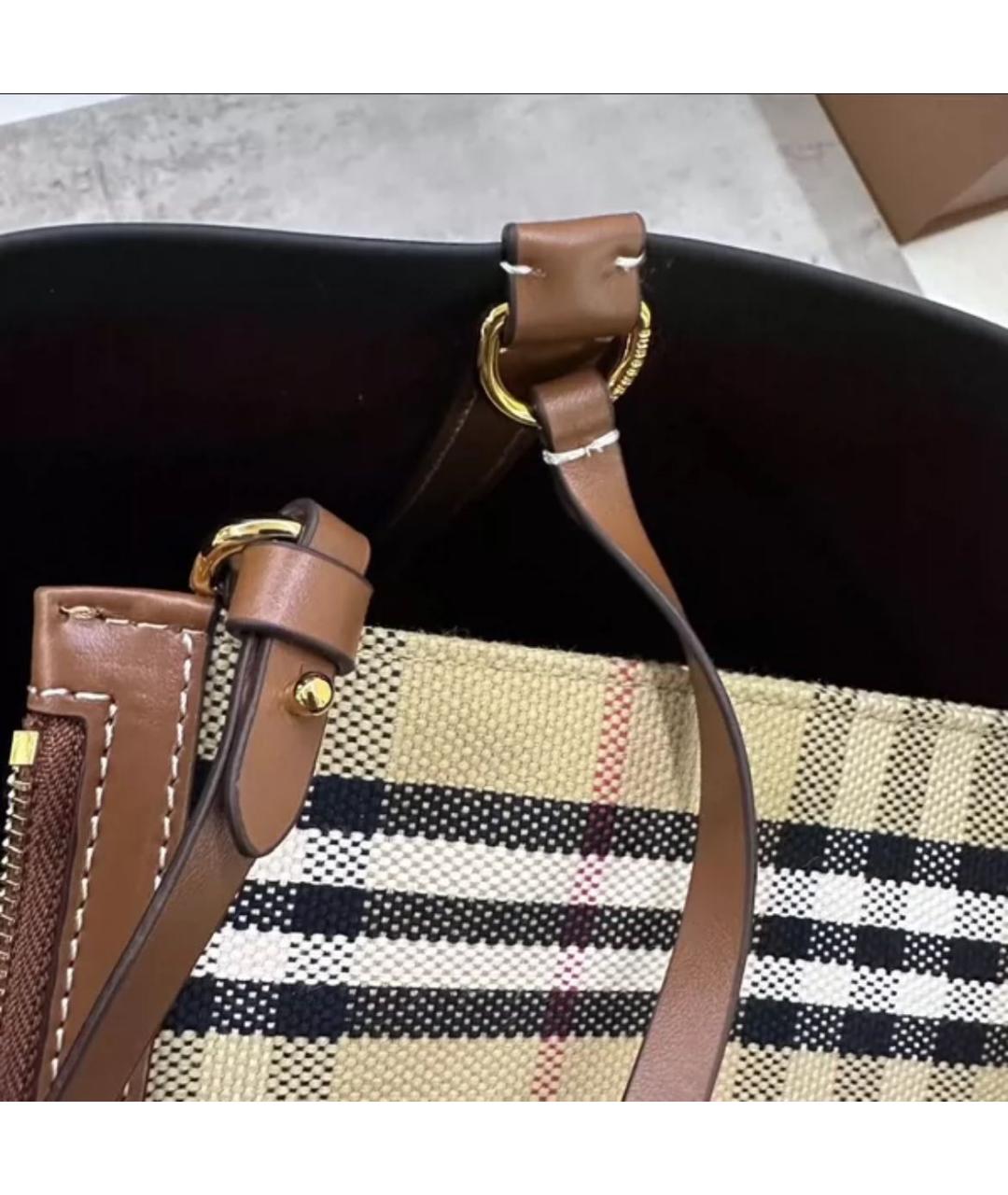 BURBERRY Бежевая кожаная сумка тоут, фото 6