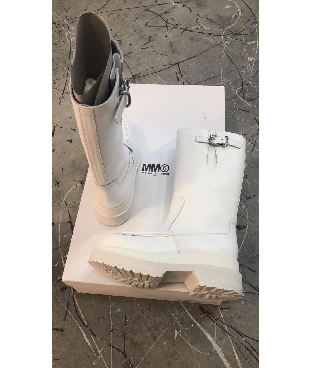 MM6 MAISON MARGIELA Белые кожаные сапоги, фото 4