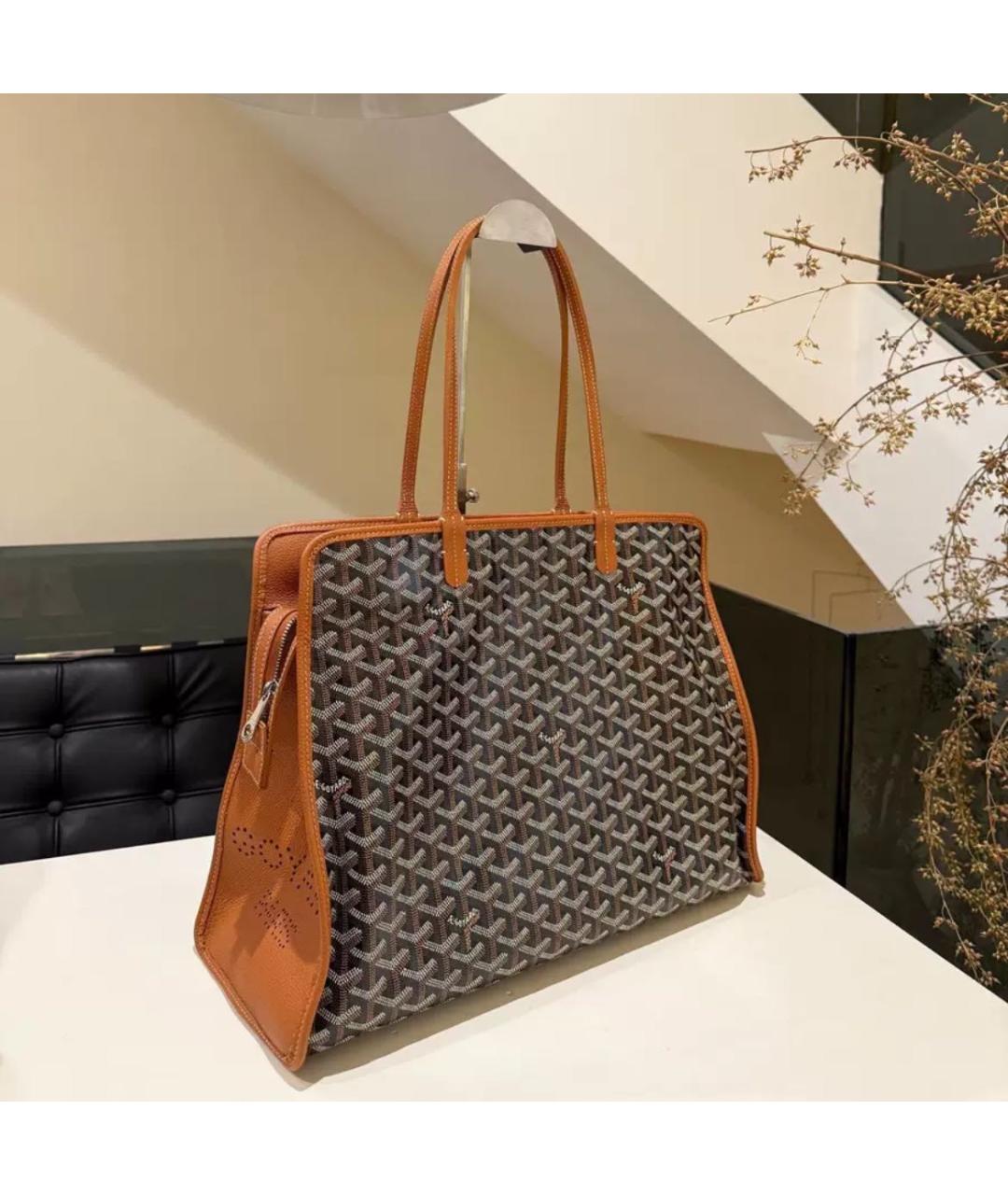 GOYARD Коричневая кожаная сумка тоут, фото 2