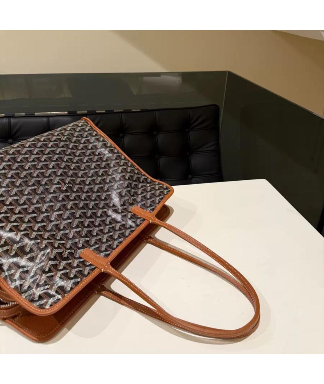 GOYARD Коричневая кожаная сумка тоут, фото 6