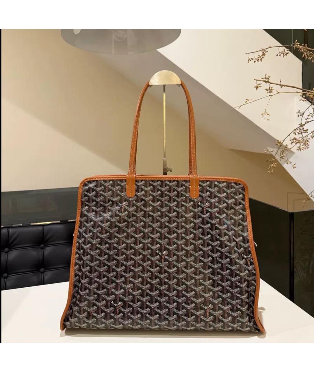 GOYARD Коричневая кожаная сумка тоут, фото 7