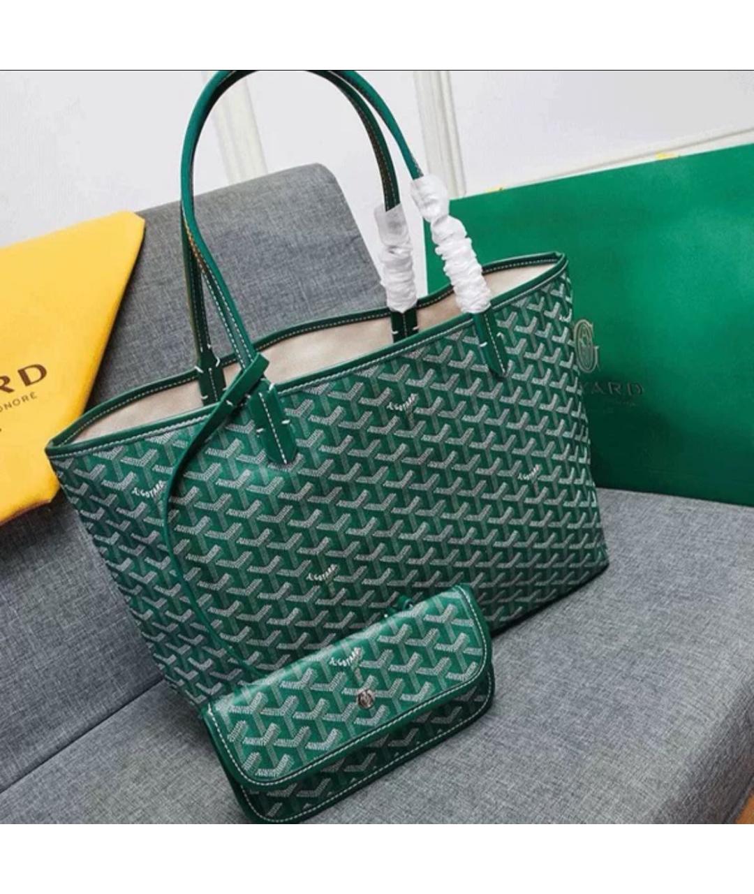 GOYARD Зеленая кожаная сумка тоут, фото 2