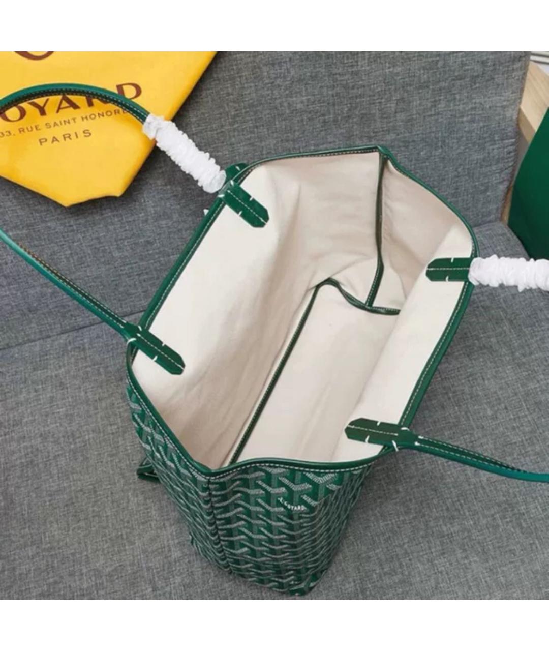 GOYARD Зеленая кожаная сумка тоут, фото 3