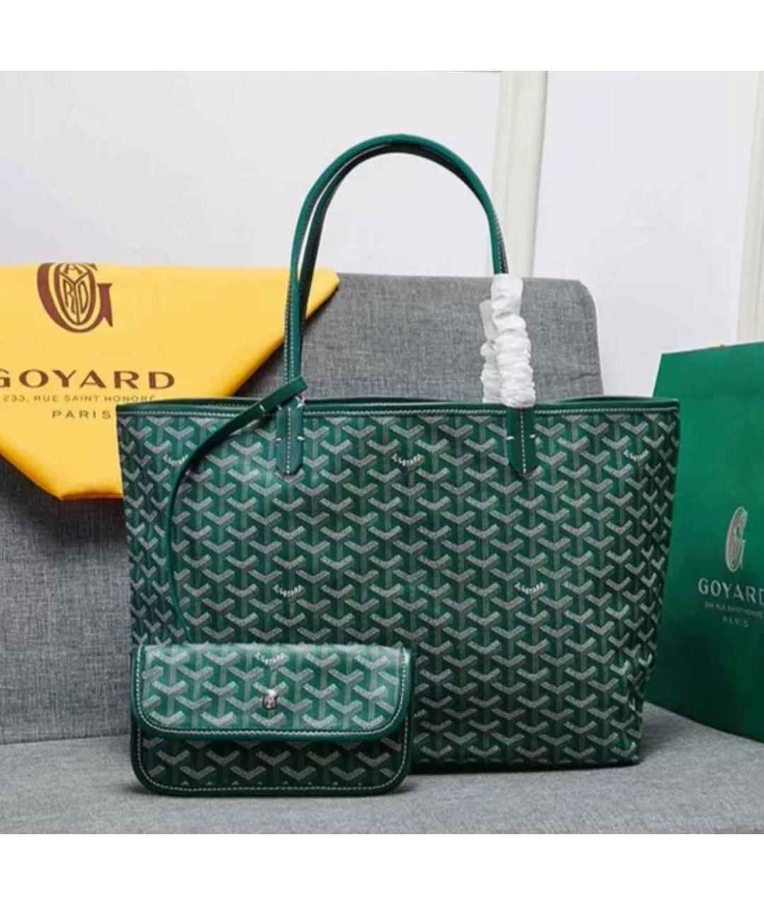 GOYARD Зеленая кожаная сумка тоут, фото 5