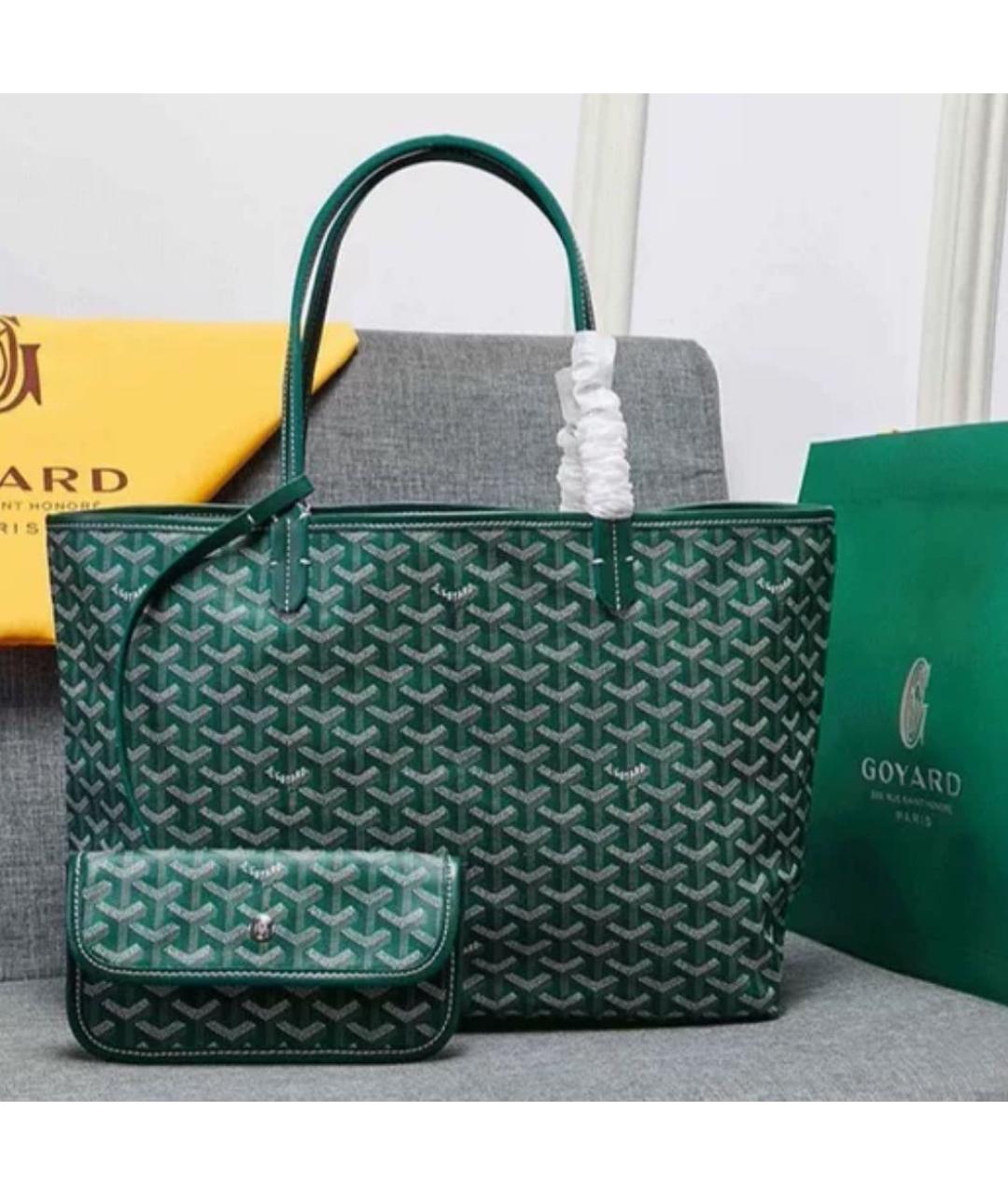 GOYARD Зеленая кожаная сумка тоут, фото 5