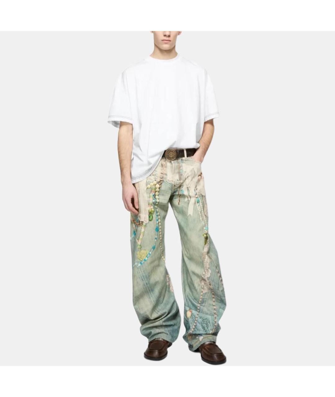 ACNE STUDIOS Голубые хлопковые прямые джинсы, фото 3