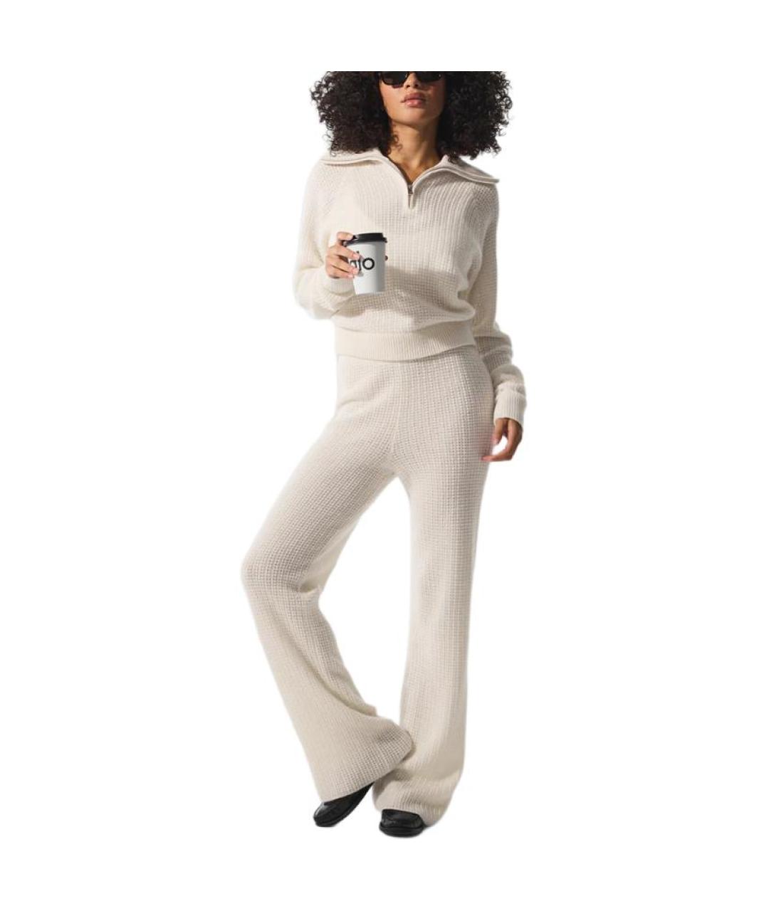 ALO YOGA Белый кашемировый джемпер / свитер, фото 3